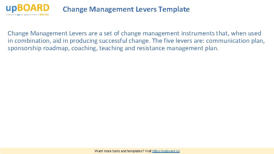 Change Management Levers Template Change Management Levers are a set of change management instruments