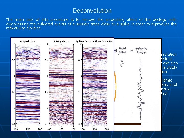 Deconvolution The main task of this procedure is to remove the smoothing effect of