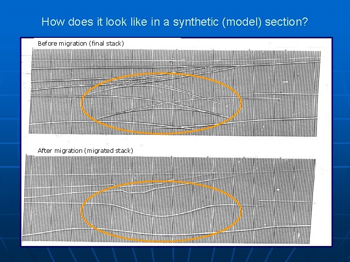 How does it look like in a synthetic (model) section? Before migration (final stack)