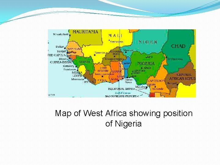 Map of West Africa showing position of Nigeria 