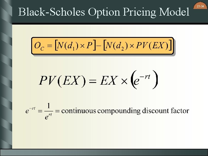 Black-Scholes Option Pricing Model 21 -34 