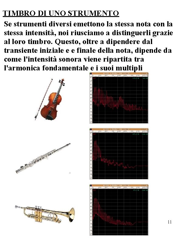 TIMBRO DI UNO STRUMENTO Se strumenti diversi emettono la stessa nota con la stessa