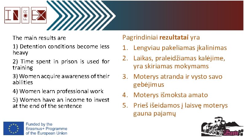 The main results are 1) Detention conditions become less heavy 2) Time spent in
