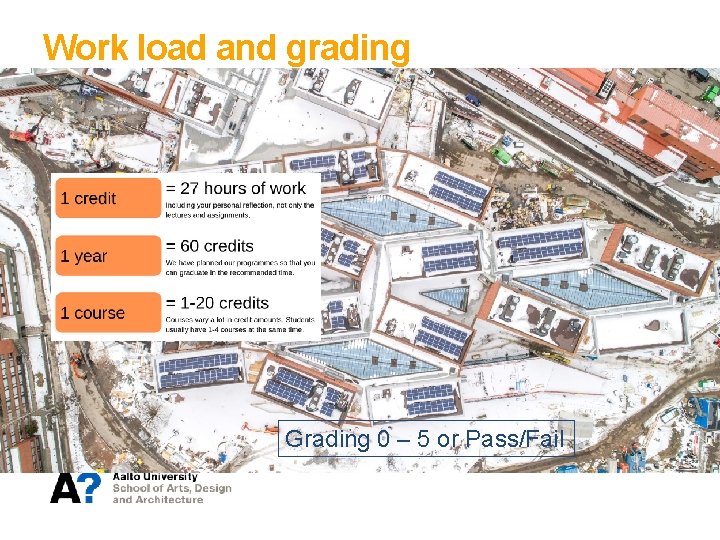 Work load and grading Grading 0 – 5 or Pass/Fail Work load and grading Grading 0 – 5 or Pass/Fail