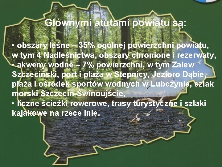 Głównymi atutami powiatu są: • obszary leśne – 35% ogólnej powierzchni powiatu, w tym