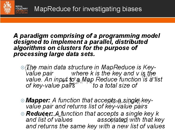 Map. Reduce for investigating biases A paradigm comprising of a programming model designed to