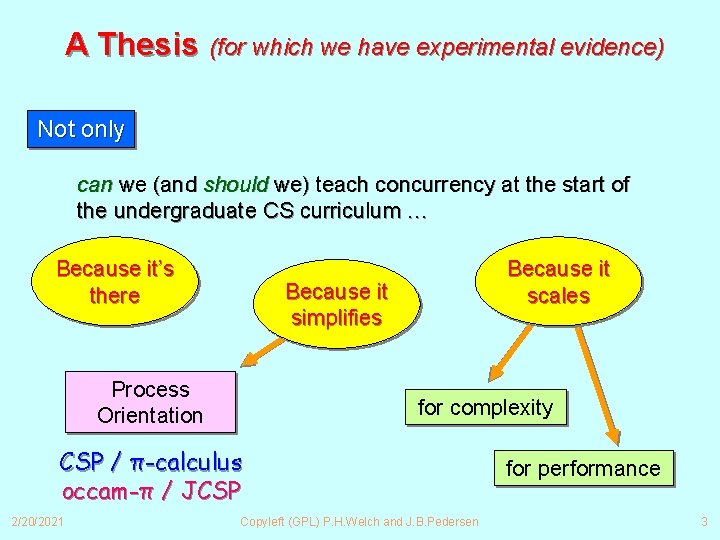 A Thesis (for which we have experimental evidence) Not only can we (and should