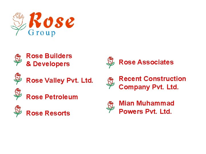 Rose Builders & Developers Rose Associates Rose Valley Pvt. Ltd. Recent Construction Company Pvt.