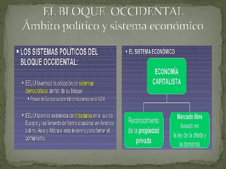 EL BLOQUE OCCIDENTAL Ámbito político y sistema económico 