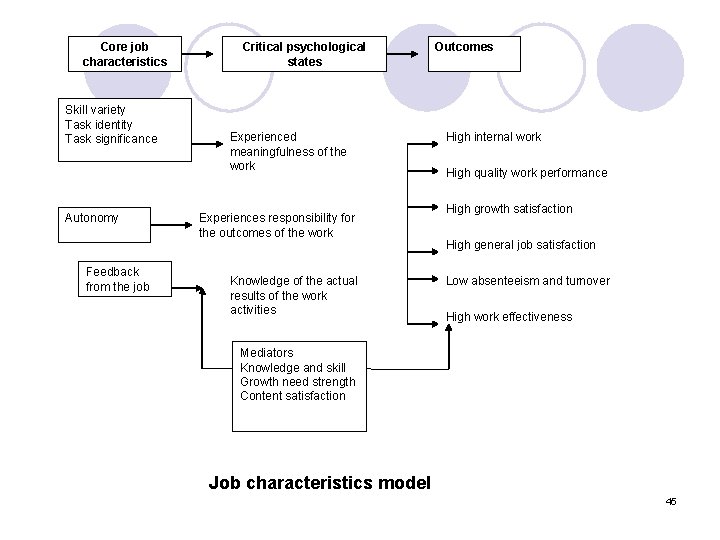 Core job characteristics Skill variety Task identity Task significance Autonomy Feedback from the job