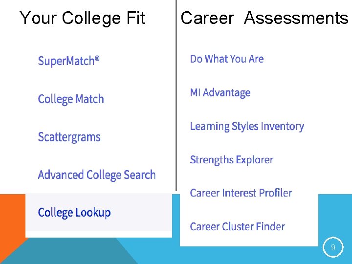 Your College Fit Career Assessments 9 