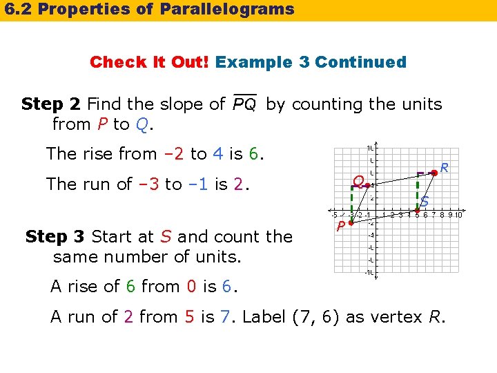 6. 2 Properties of Parallelograms Check It Out! Example 3 Continued Step 2 Find 6. 2 Properties of Parallelograms Check It Out! Example 3 Continued Step 2 Find