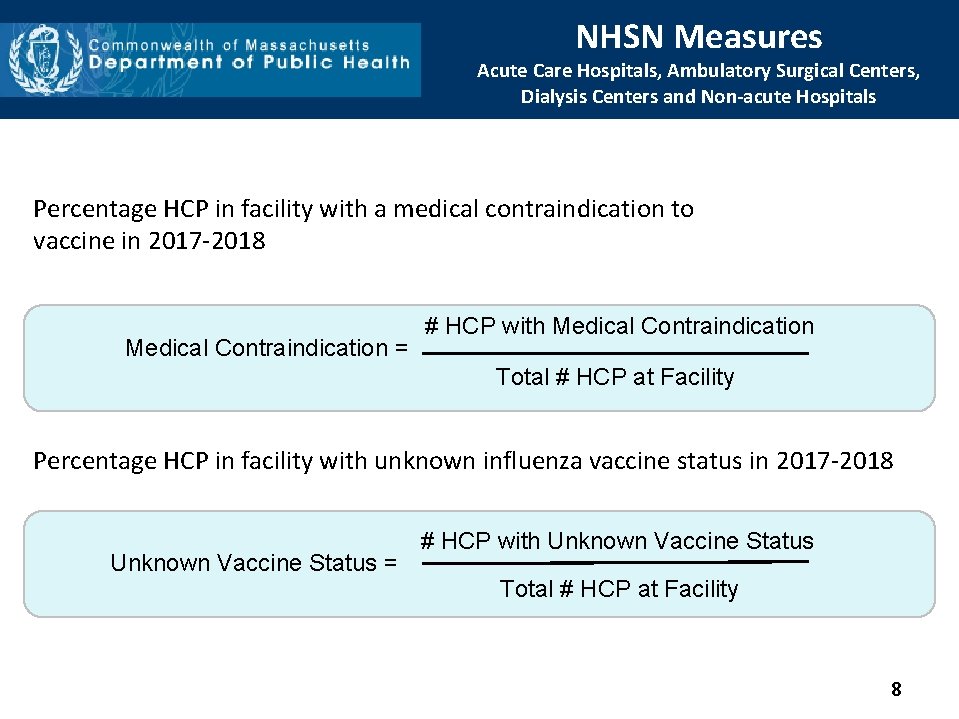 NHSN Measures Acute Care Hospitals, Ambulatory Surgical Centers, Dialysis Centers and Non-acute Hospitals Percentage