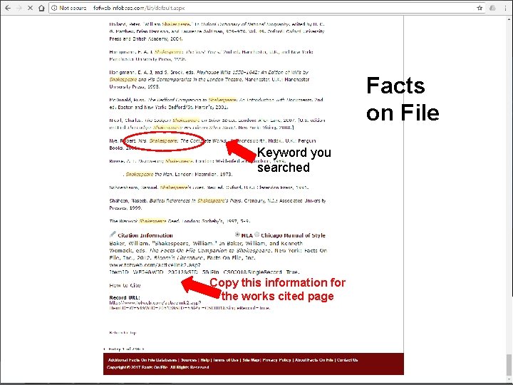 Facts on File Keyword you searched Copy this information for the works cited page