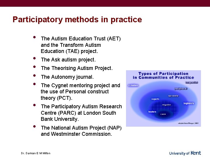 Participatory methods in practice • • The Autism Education Trust (AET) and the Transform Participatory methods in practice • • The Autism Education Trust (AET) and the Transform