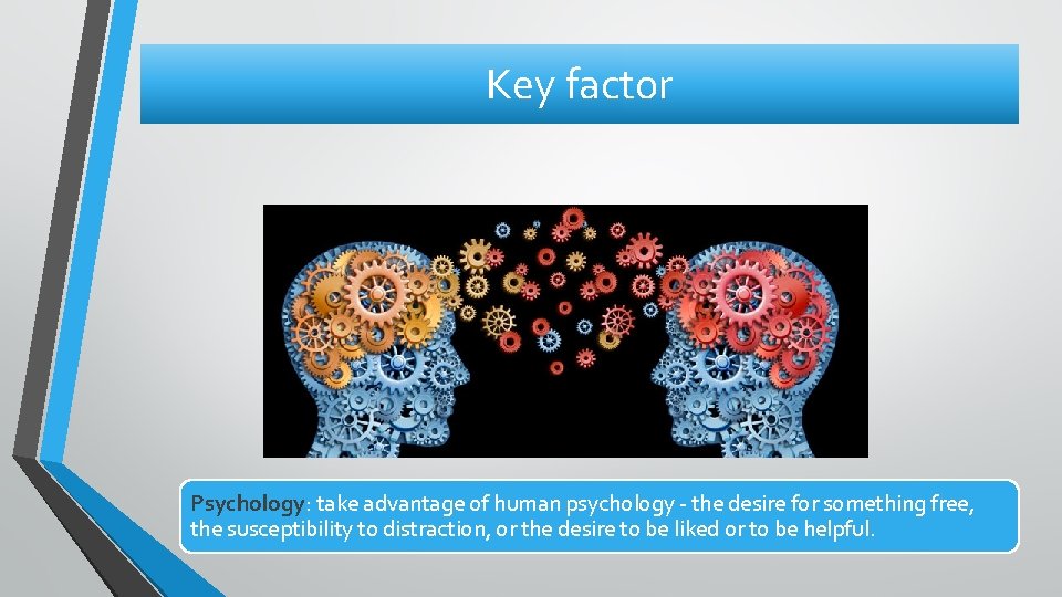 Key factor Psychology: take advantage of human psychology - the desire for something free,