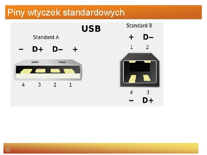 Piny wtyczek standardowych 32 