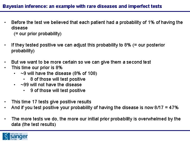 Bayesian inference: an example with rare diseases and imperfect tests • Before the test