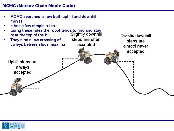 MCMC (Markov Chain Monte Carlo) • • MCMC searches allow both uphill and downhill