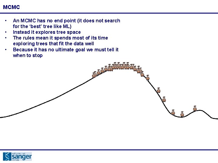 MCMC • • An MCMC has no end point (it does not search for