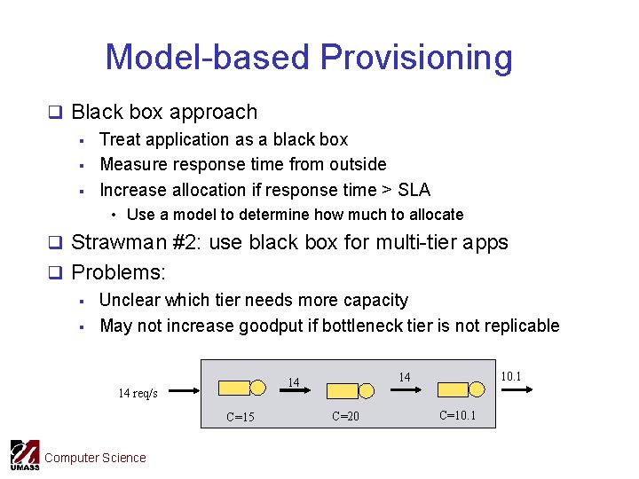 Model-based Provisioning q Black box approach § Treat application as a black box §