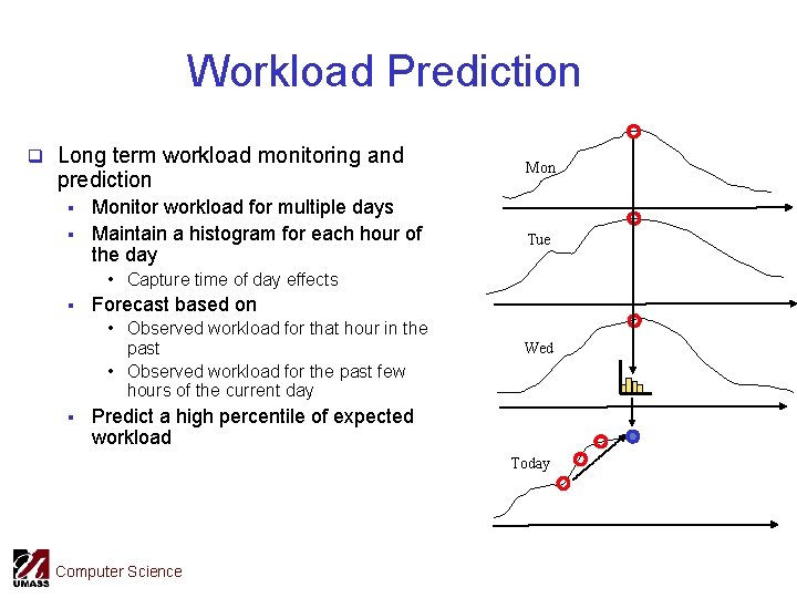 Workload Prediction q Long term workload monitoring and prediction § § Monitor workload for