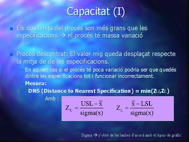 Capacitat (I) n Els dos límits del procés son més grans que les especificacions
