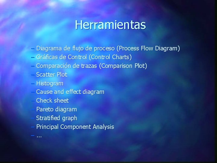 Herramientas – Diagrama de flujo de proceso (Process Flow Diagram) – Gráficas de Control