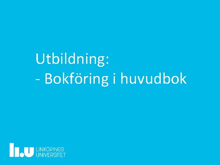 Utbildning: - Bokföring i huvudbok 