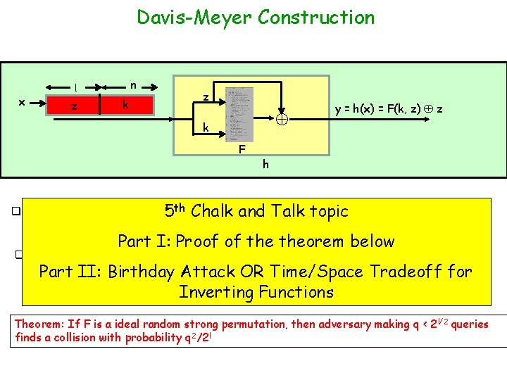 Davis-Meyer Construction x n l z k F y = h(x) = F(k, z)