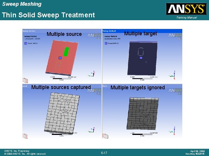 Sweep Meshing Thin Solid Sweep Treatment Training Manual Multiple target Multiple sources captured ANSYS,