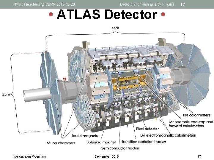 Physics teachers @ CERN 2018 -02 -20 Detectors for High Energy Physics 17 •