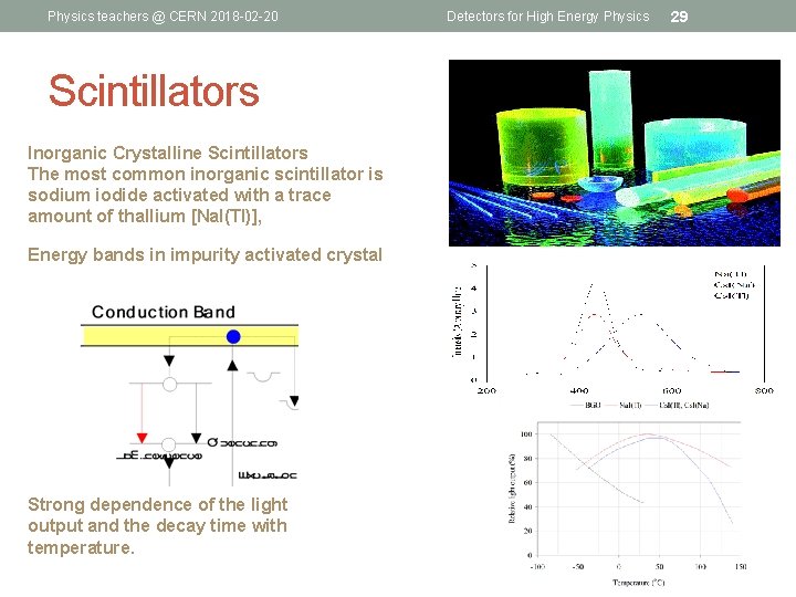 Physics teachers @ CERN 2018 -02 -20 Scintillators Inorganic Crystalline Scintillators The most common