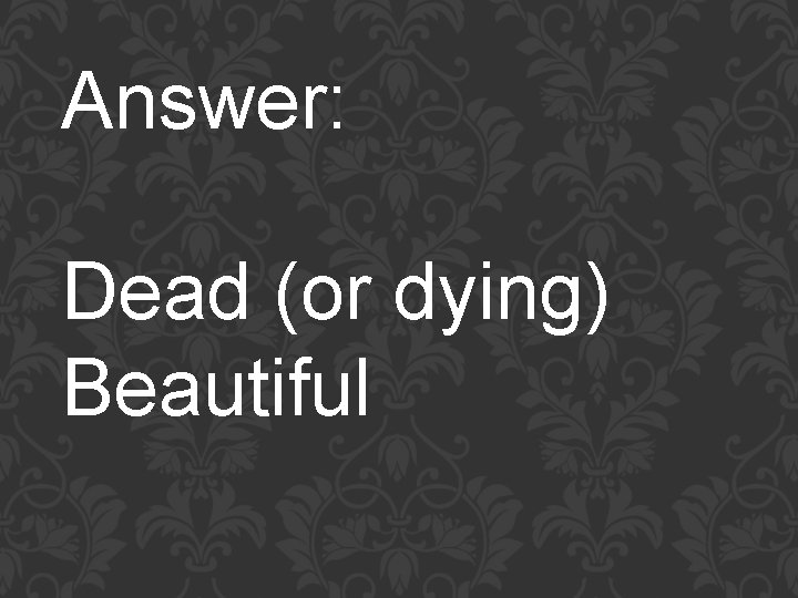 Answer: Dead (or dying) Beautiful 