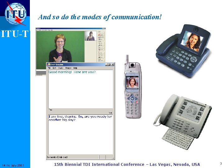 And so do the modes of communication! ITU-T 14 -16 July 2003 15 th