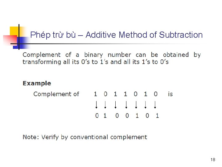 Phép trừ bù – Additive Method of Subtraction 18 