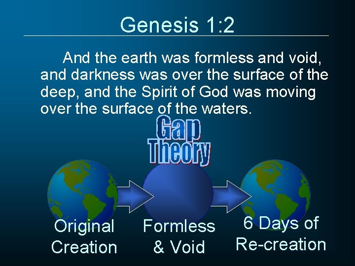 Genesis 1: 2 And the earth was formless and void, and darkness was over