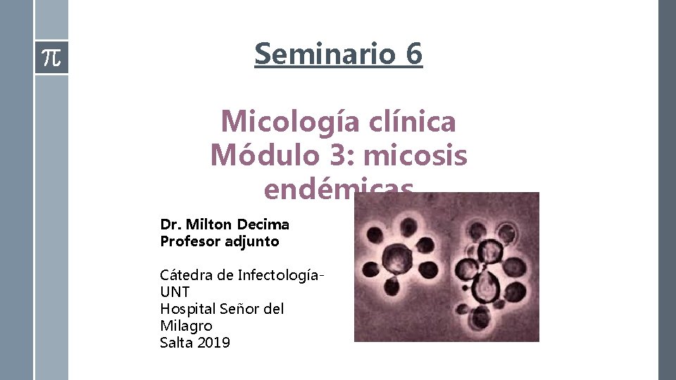 Seminario 6 Micología clínica Módulo 3: micosis endémicas Dr. Milton Decima Profesor adjunto Cátedra