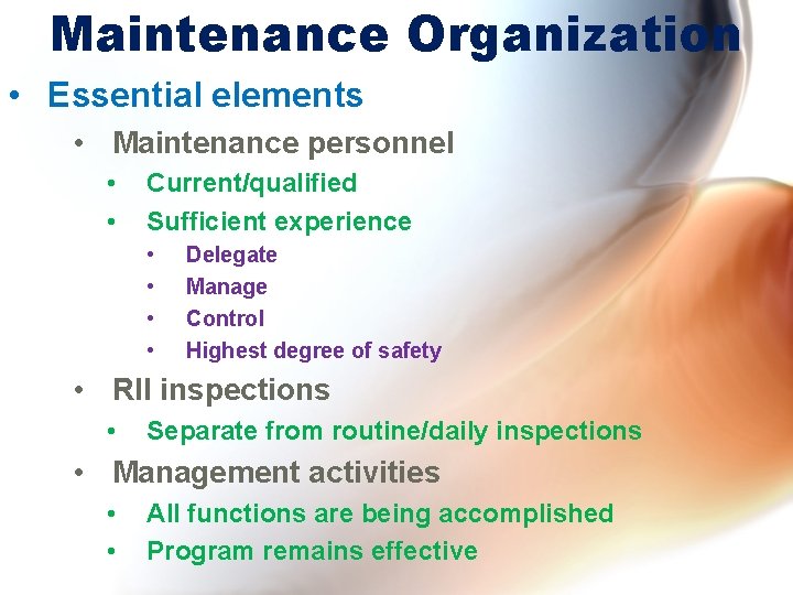 Chapter 6 Requirements for a Maintenance Program AC