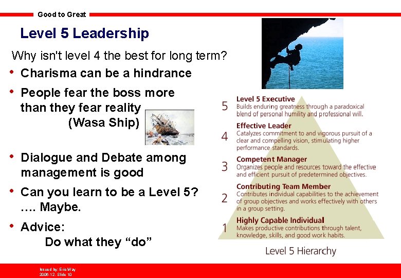 Good to Great Level 5 Leadership Why isn't level 4 the best for long