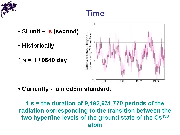 Time • SI unit – s (second) • Historically 1 s = 1 /