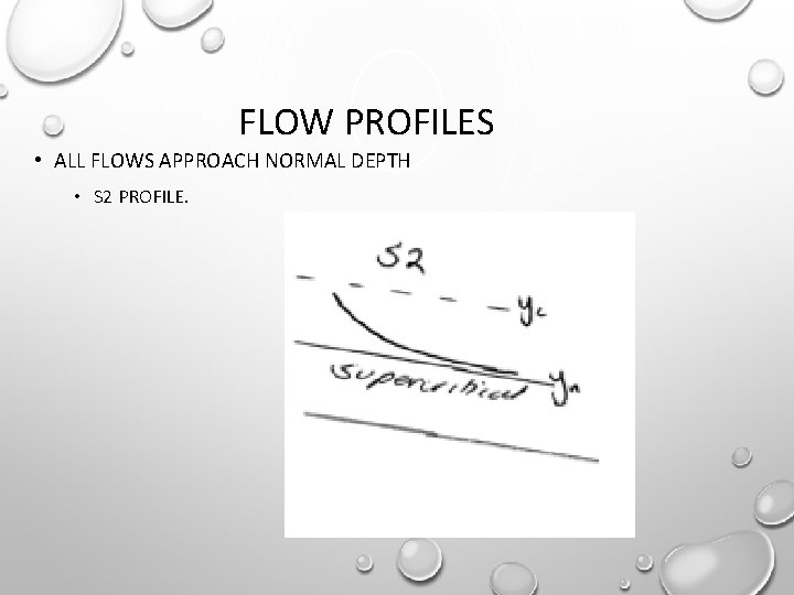 FLOW PROFILES • ALL FLOWS APPROACH NORMAL DEPTH • S 2 PROFILE. 