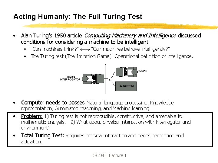Acting Humanly: The Full Turing Test • Alan Turing's 1950 article Computing Machinery and