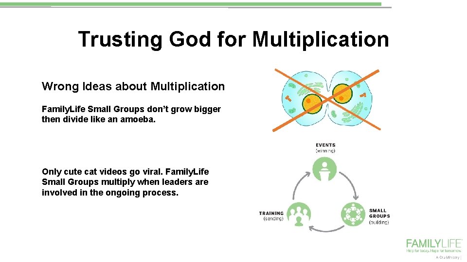 Trusting God for Multiplication Wrong Ideas about Multiplication Family. Life Small Groups don’t grow