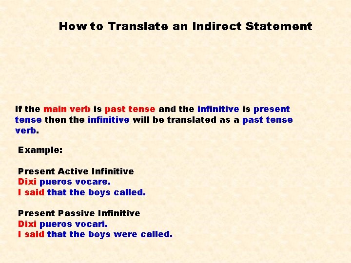 How to Translate an Indirect Statement If the main verb is past tense and