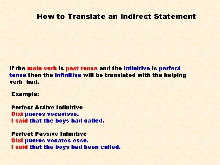 How to Translate an Indirect Statement If the main verb is past tense and