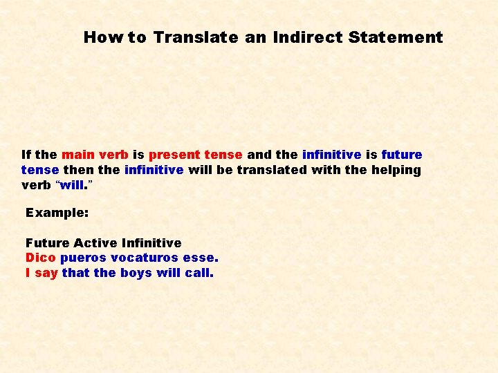 How to Translate an Indirect Statement If the main verb is present tense and