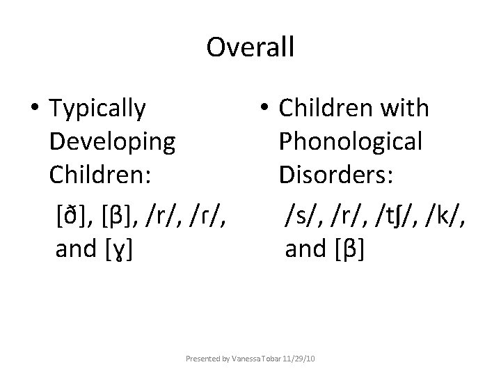 Substitution Patterns In The Phonology Of Spanishspeaking Children
