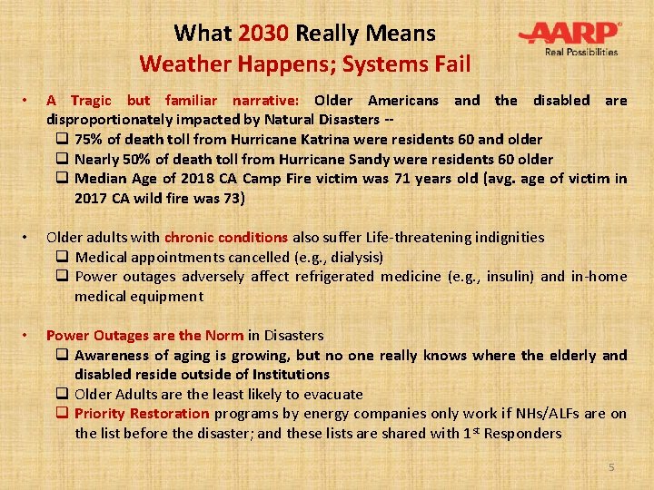 What 2030 Really Means Weather Happens; Systems Fail • A Tragic but familiar narrative: