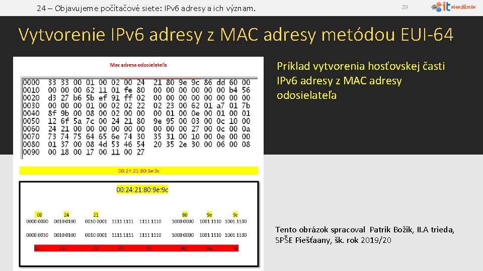 24 – Objavujeme počítačové siete: IPv 6 adresy a ich význam. 29 Vytvorenie IPv